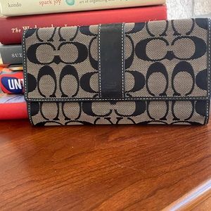 Coach Tri-Fold Leather and Canvas Wallet